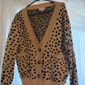 Womens Medium Pink Lily-Leopard Sweater